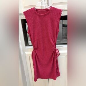 Women’s Medium Sleeveless Pink Ruched Side Tie Dress EUC